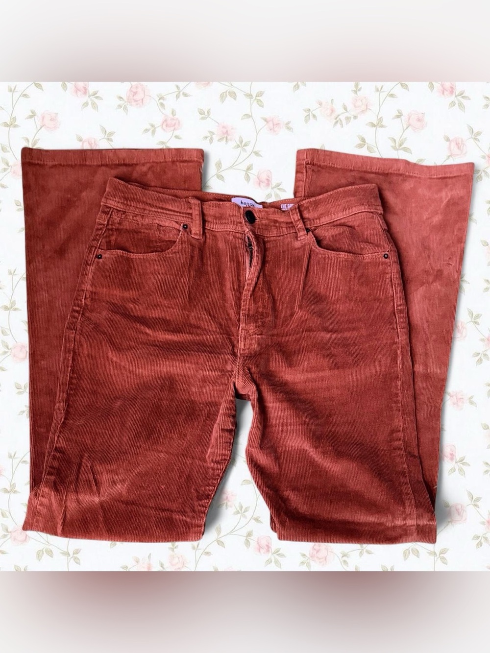 Kensie Wide Leg Corduroy Pants in Rust